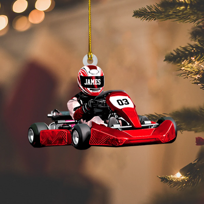 Custom Go Kart Racing Ornament 2025 – Personalized Racer Ornament, Gift for Kids & Race Fans Ornament