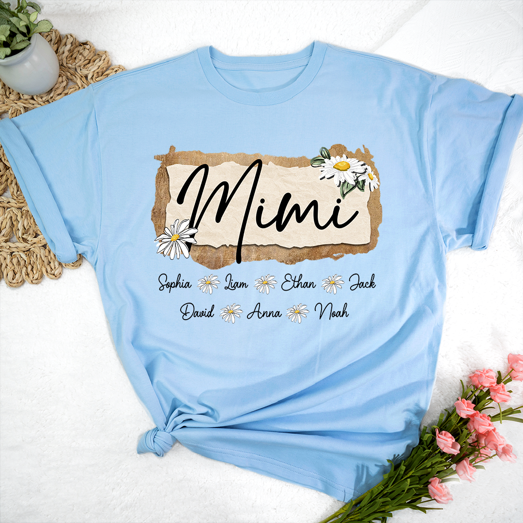 Custom Mimi T-Shirt, Floral Daisy Design,Great Gift for Mimi Grandma And Kids