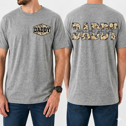 Daddy Camo Personalized T-Shirt – Custom Names Gift for Dad Daddy Papa