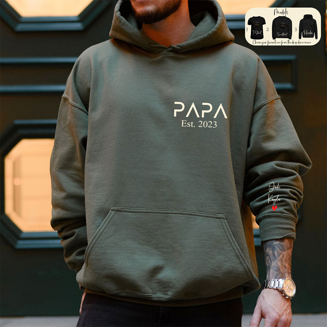 Personalised Papa And Kids Est Years Hoodie