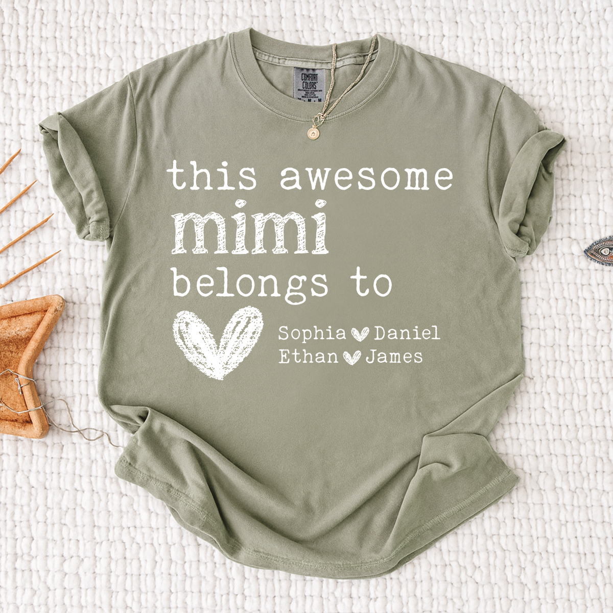 Comfort Colors This Awesome Mimi Belongs To Shirt, Personalized Mimi T Shirt with Kids Names, Custom Grandma Gift, Cute Family Tee