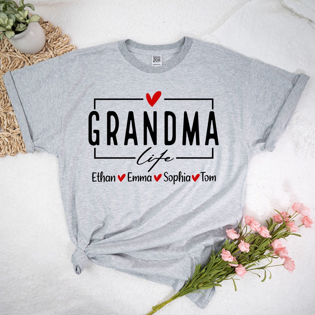 Grandma Life Shirt, Personalized Grandma T-Shirt with Kids' Names, Custom Family Apparel, Sentimental Gift for Grandmother