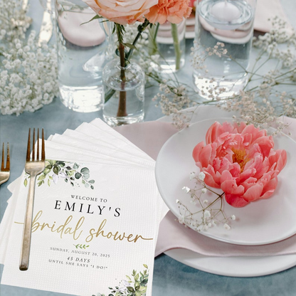Custom Bridal Shower Napkins Bridal Shower Gift Cocktail Bridal Shower Decor Wedding Party Bridal Shower Decorations Monogram Engagement