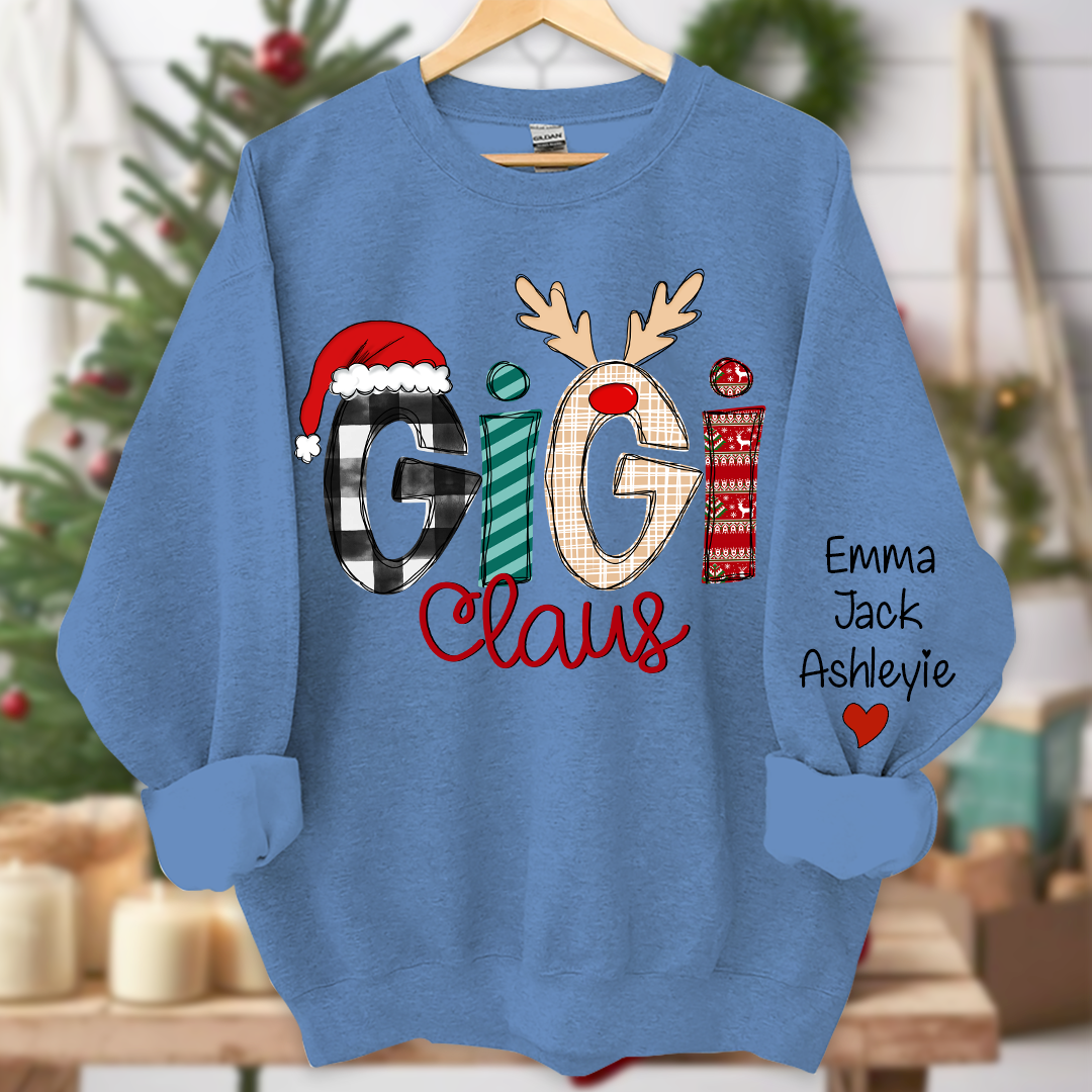 Gigi Claus Sweatshirt, 2025 Christmas Nana Sweatshirt, Custom Grandma Claus Christmas