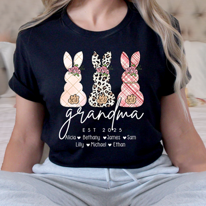 Grandma Easter Bunny Shirt Personalized with Names, Custom Family Bunny Tee