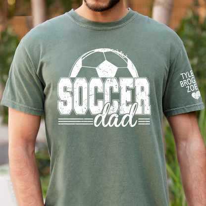 Personalized Soccer Dad T-Shirt, Soccer Papa with Names, Football Gift for Dad And Kids