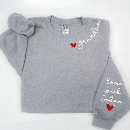 Valentine Glitter Heart Grandma And Kids LTP01