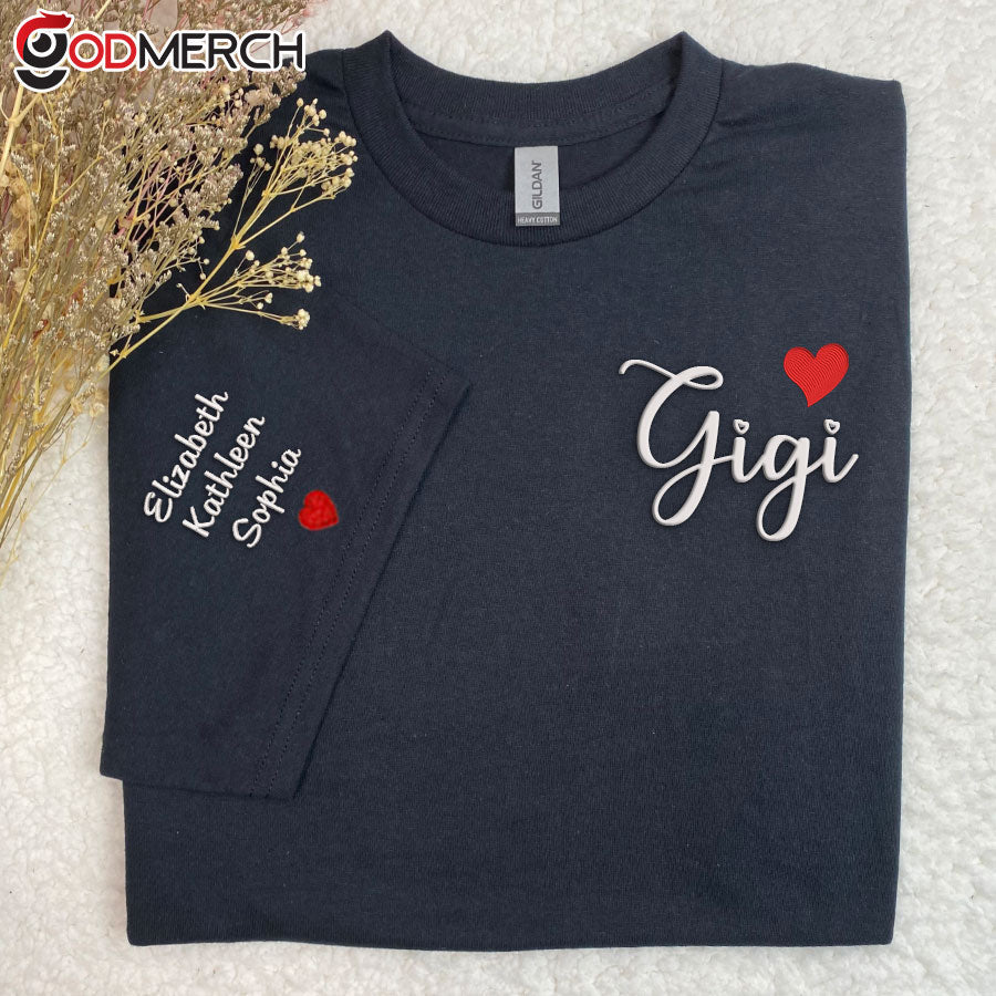Personalized Gigi Heart Embroidered T-shirt