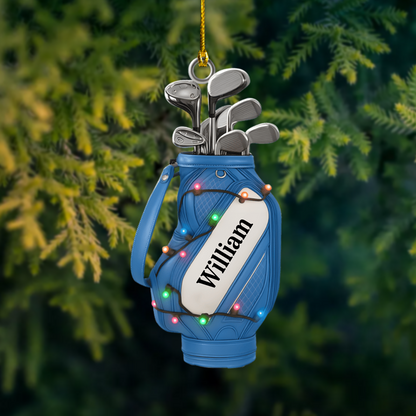 Personalized Golf Ornament 2025 – Custom Name Golf Bag Ornament, Perfect Christmas Gift for Golf Lovers & Players Ornament