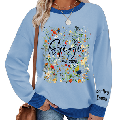 Personalized Gigi Est With Grandkids Flower Art Sweatshirt Mix