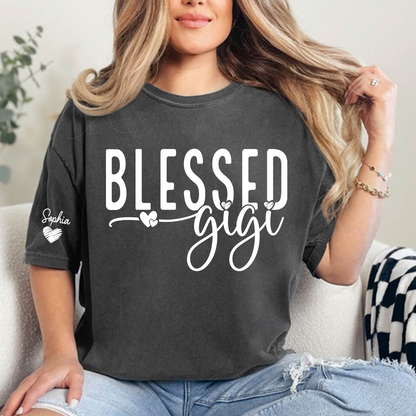 Personalized Blessed Gigi TShirt, Custom Name Tee For Grandma And Kids