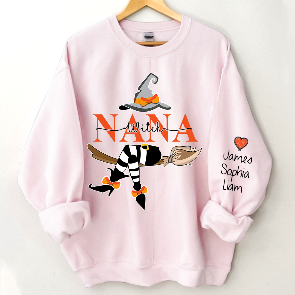 Personalized Nana Witch Halloween Sweatshirt, Halloween Gift, Grandma Gift TH