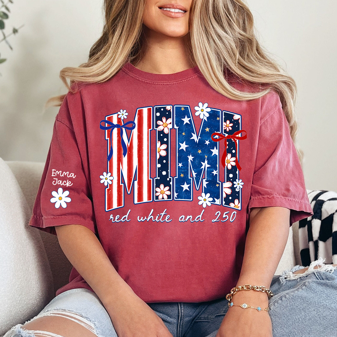 Patriotic Mimi T-Shirt for America’s 250th Anniversary | Red, White, and 250 Stars & Stripes