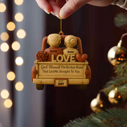 Personalized Couple Car Ornament 2025 – Custom Name Love Ornament Gift for Husband Wife, Wedding Anniversary Ornament