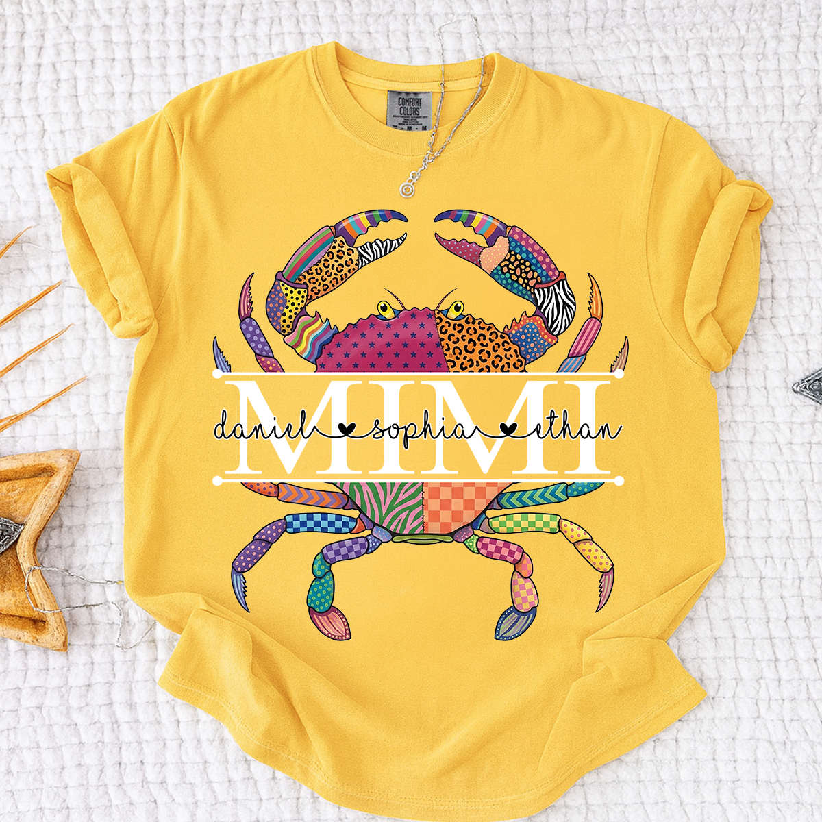 Comfort Colors® Personalized Mimi Crab T-Shirt for Women Colorful Summer Graphic Tee