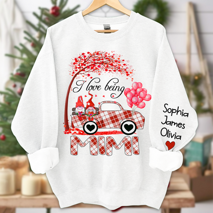 Personalized I Love Being Mimi Winter Truck, Gifts For Grandma Sweatshirt