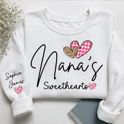 Custom Nana’s Sweethearts Sweatshirt, Valentine Gift for Grandma with Names