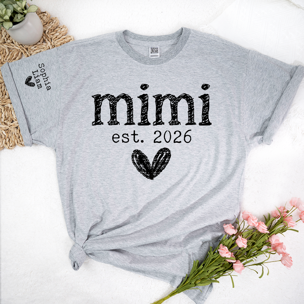 Mimi Est. 2026 Shirt, Personalized Mimi T Shirt, Custom Grandma Gift, Cute Heart Design for Mimi