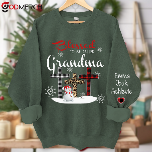 Blessed To Be Called Grandma Snowman Christmas Sweatshirt