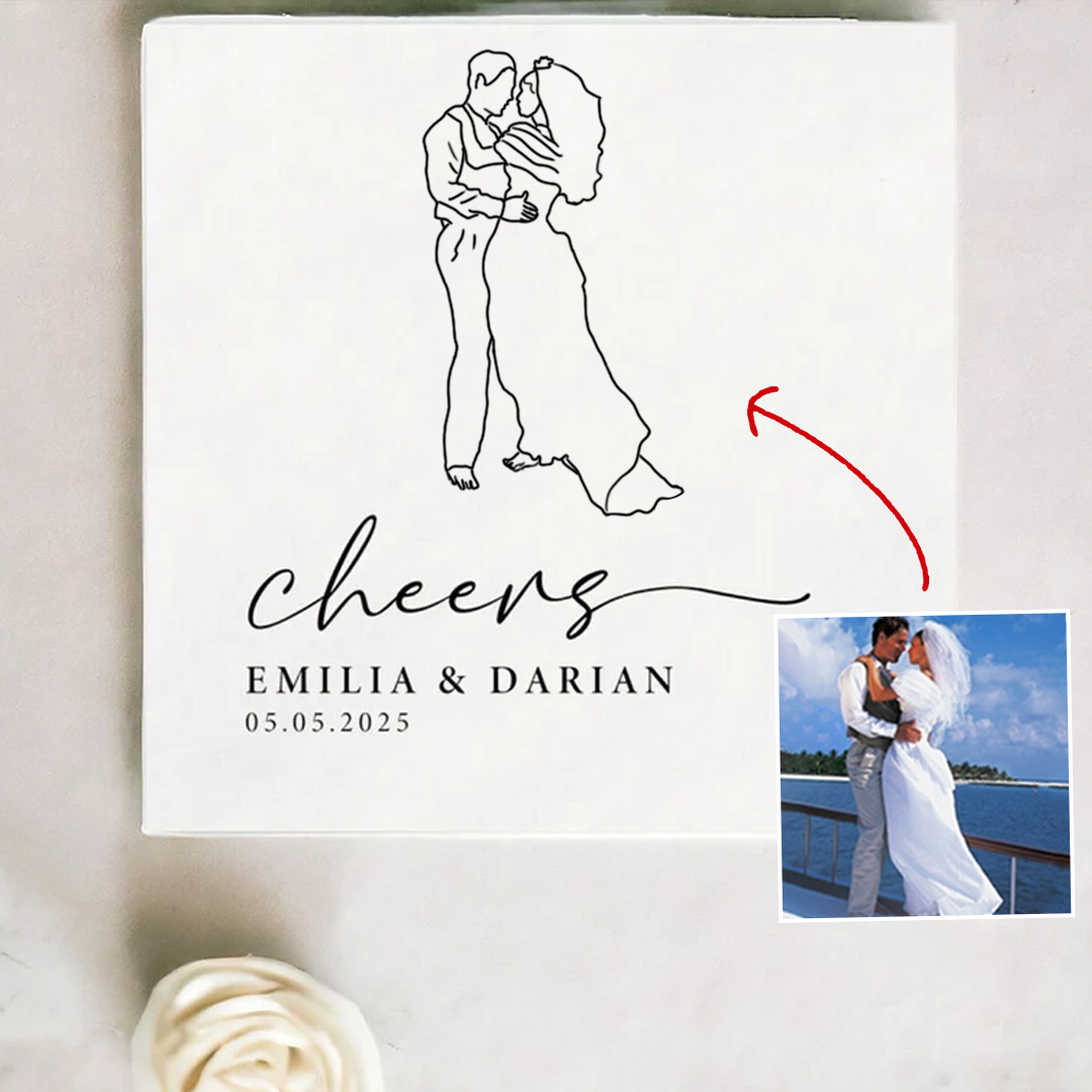 Couple Dinner Napkins for Wedding, Custom Illustrated Wedding Napkins, Custom Napkins, Wedding Napkins, Engagement Napkins