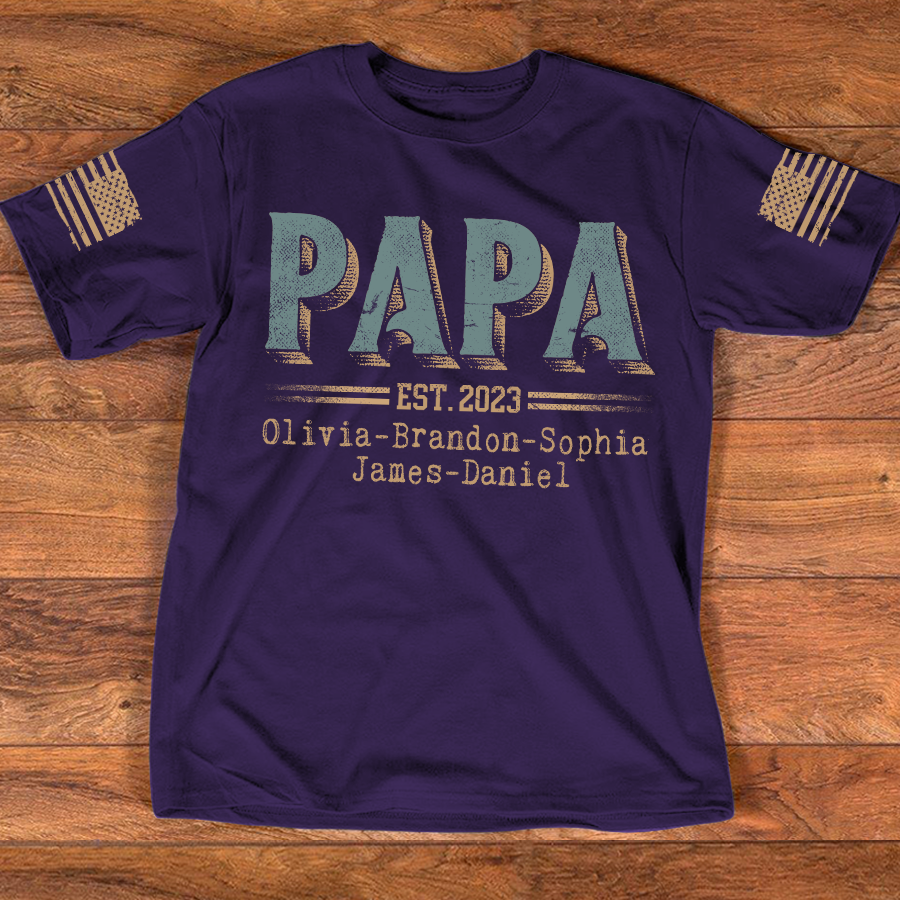 Personalized Custom Papa Est And Grandkids Father's Day