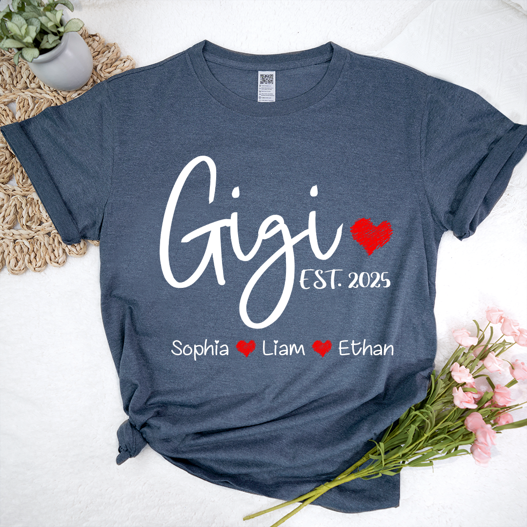 Personalized Gigi Est And Grandkids 2025 T-Shirt, Gift For Grandma