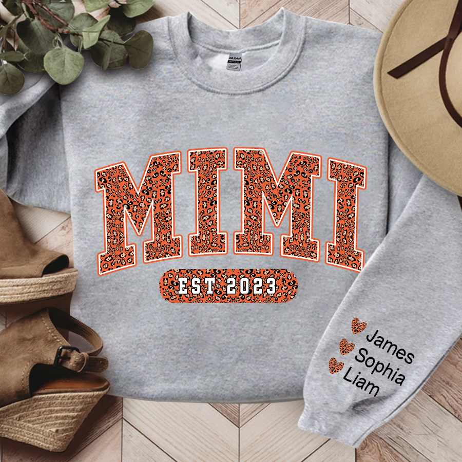 Mimi Leopard Fall Autumn And Grandkids, Gift For Grandma Autumn TH Sweatshirt