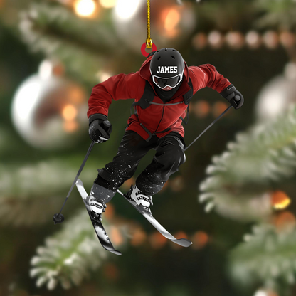 Personalized Skiing Ornament 2025 – Custom Name Skier Ornament, Perfect Christmas Gift for Ski Lovers & Winter Sports Fans Ornament