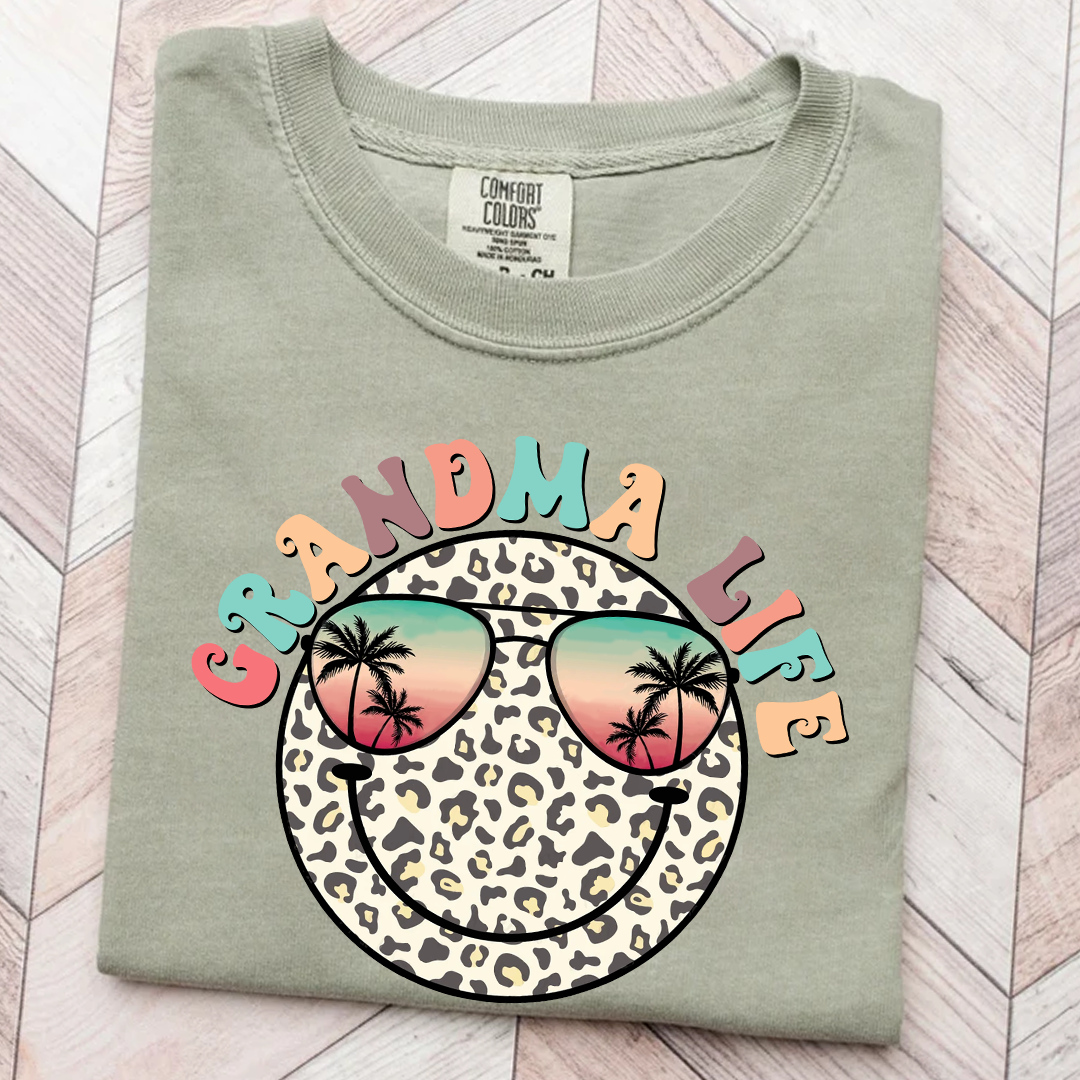 Comfort Colors® Grandma Life Summer Smile T-Shirt, Custom Grandma With Grandkids Shirt