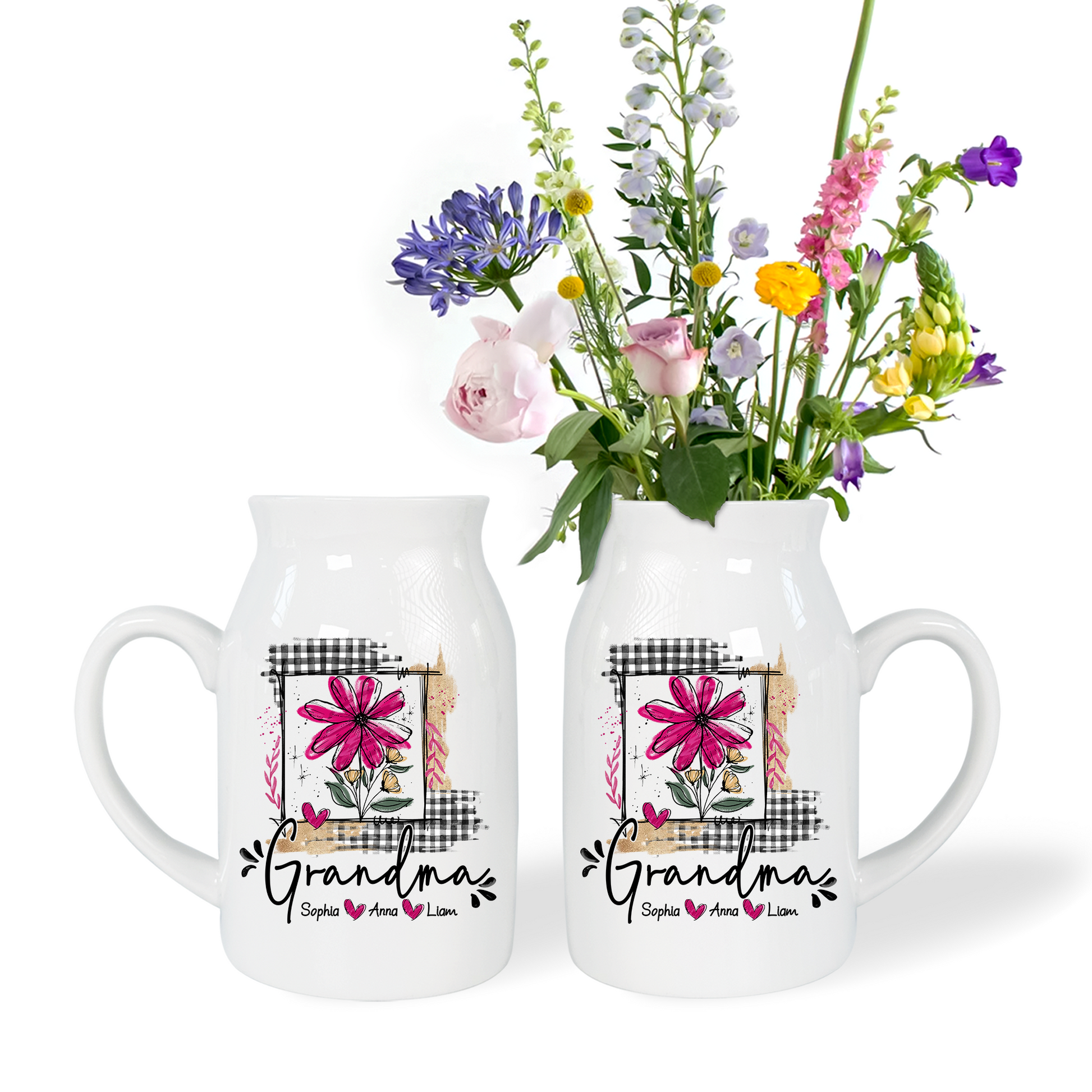 Gift for Grandma and Children - Custom home decoration flower vase according to family requirements - Warm gift for Mother's Day, Ceramic Flower Vase