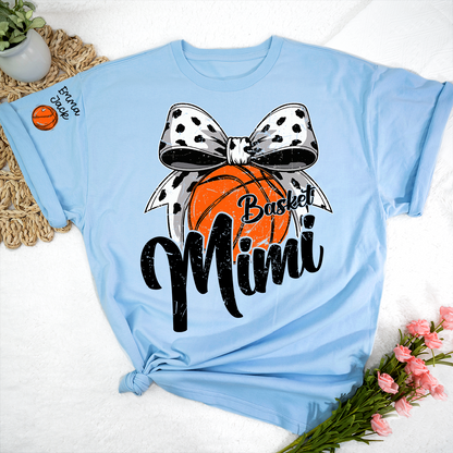 Basketball Mimi Shirt, Custom Names and Bow Design for Proud Sports Grandma