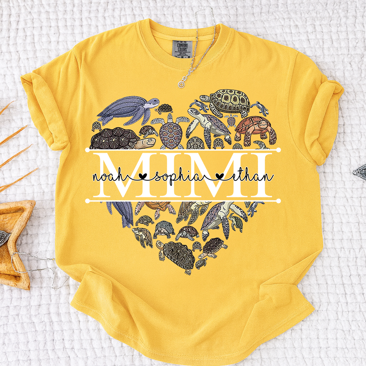 Comfort Colors® Mimi Turtle T-Shirt for Grandma Personalized Gift with Kids’ Names