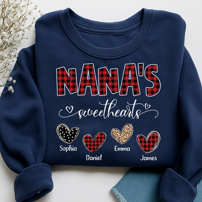 Nana’s Sweethearts Personalized Sweatshirt, Custom Grandma Sweatshirt With Grandchildren Names