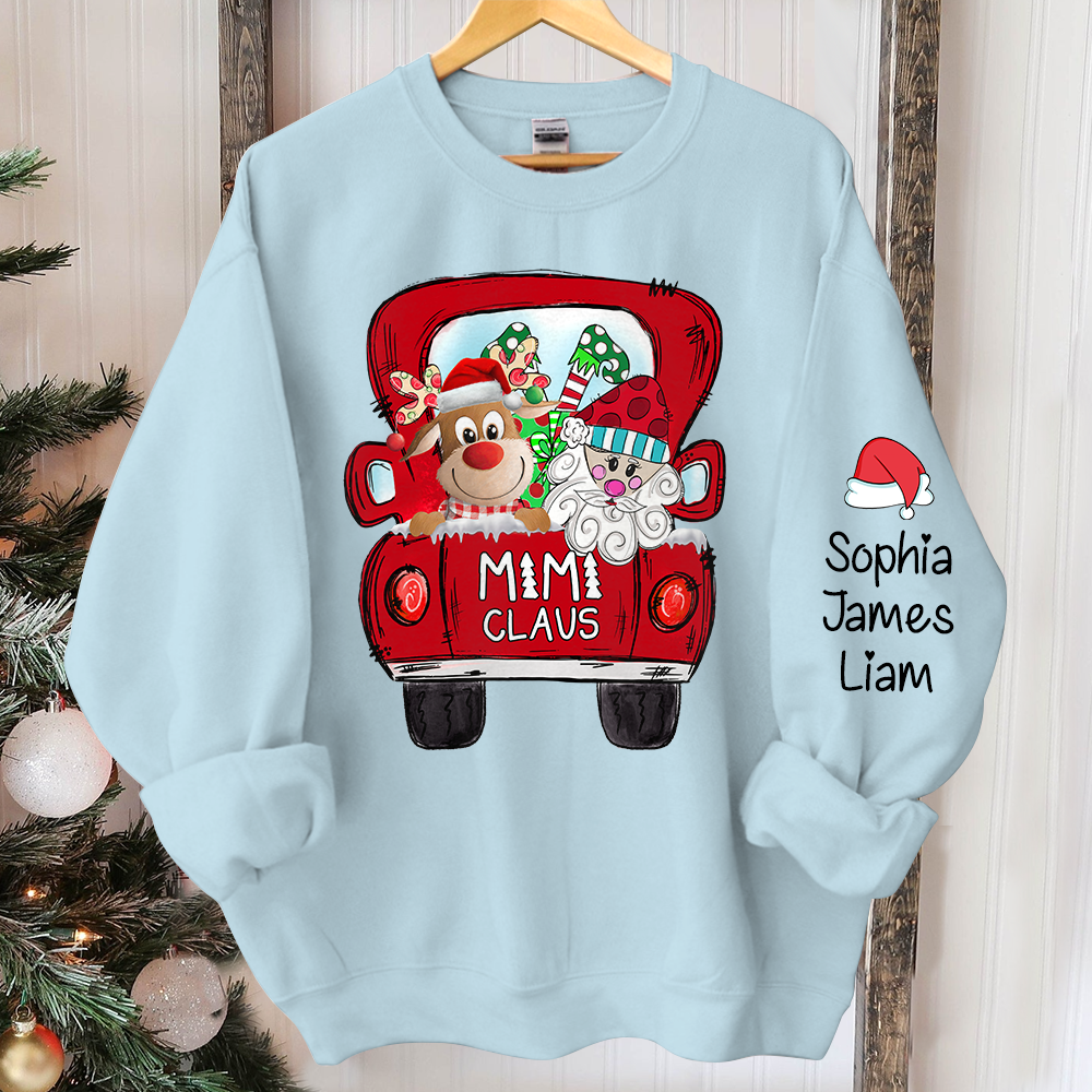 Personalized Mimi Claus Sweatshirt, Custom Grandma With Grandkids Name Xmas Sweatshirt