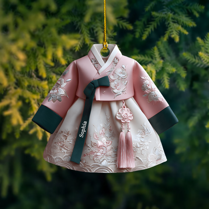 Personalized Hanbok Ornament 2025 – Custom Name Korean Dress Christmas Decoration, Cultural Gift for Her Ornament