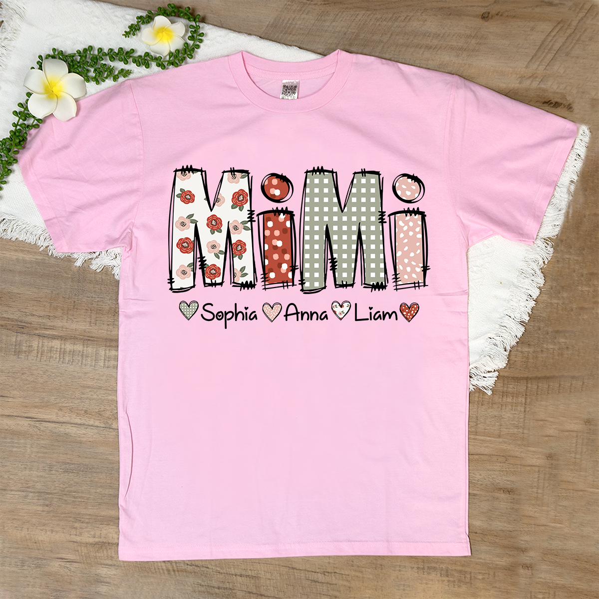 Personalized Mimi Flower 2025 Shirt, Custom Grandma With Grandkids T-Shirt