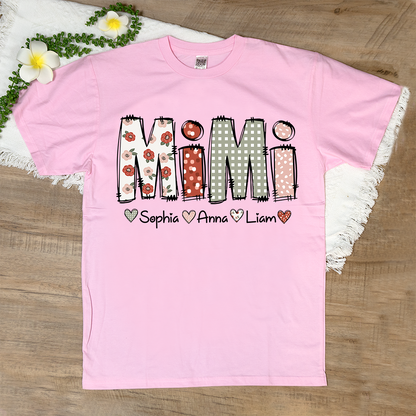 Personalized Mimi Flower 2025 Shirt, Custom Grandma With Grandkids T-Shirt