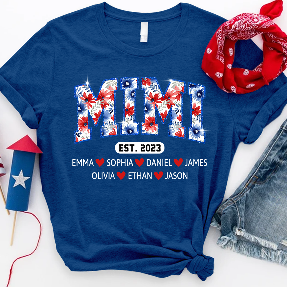 Mimi Floral Est Glitter, Custom Grandma With Kids, Mother's Day TH T-Shirt