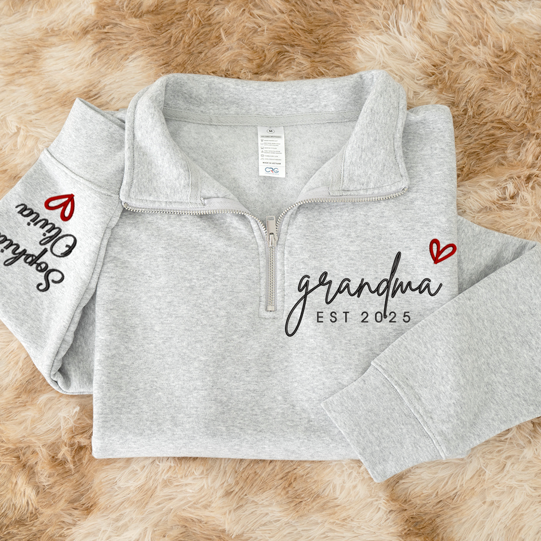 Personalized Hand Embroidered Grandma Sweater, Gift for Grandma and Kids