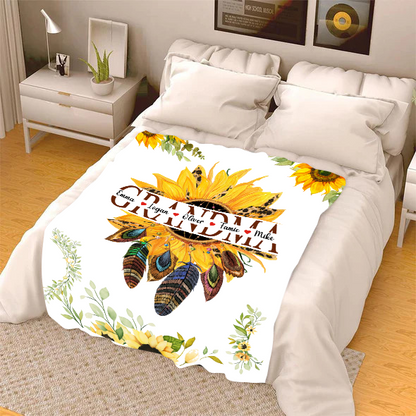 Personalized Sunflower Grandma Blanket, Sunflower Blanket, Grandmother Blanket, Mimi Nana Blanket, Mother's Day Blanket CL01