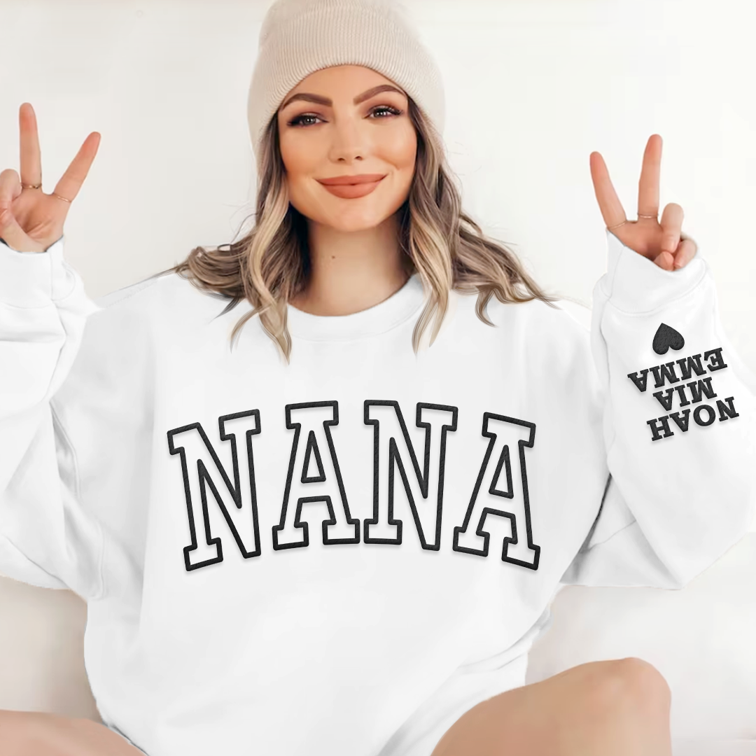 Personalized Mama Sweatshirt, With Kid Names On Sleeve, Mothers Day Gift LTP01