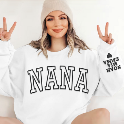 Personalized Mama Sweatshirt, With Kid Names On Sleeve, Mothers Day Gift LTP01