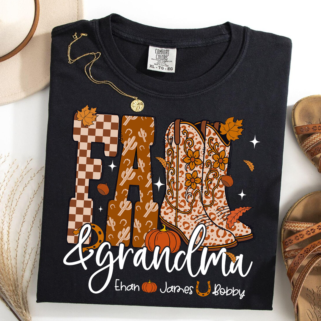 Comfort Colors® Cute Personalized Fall & Grandma Costume, Gift With Grandma And Grandchild Names