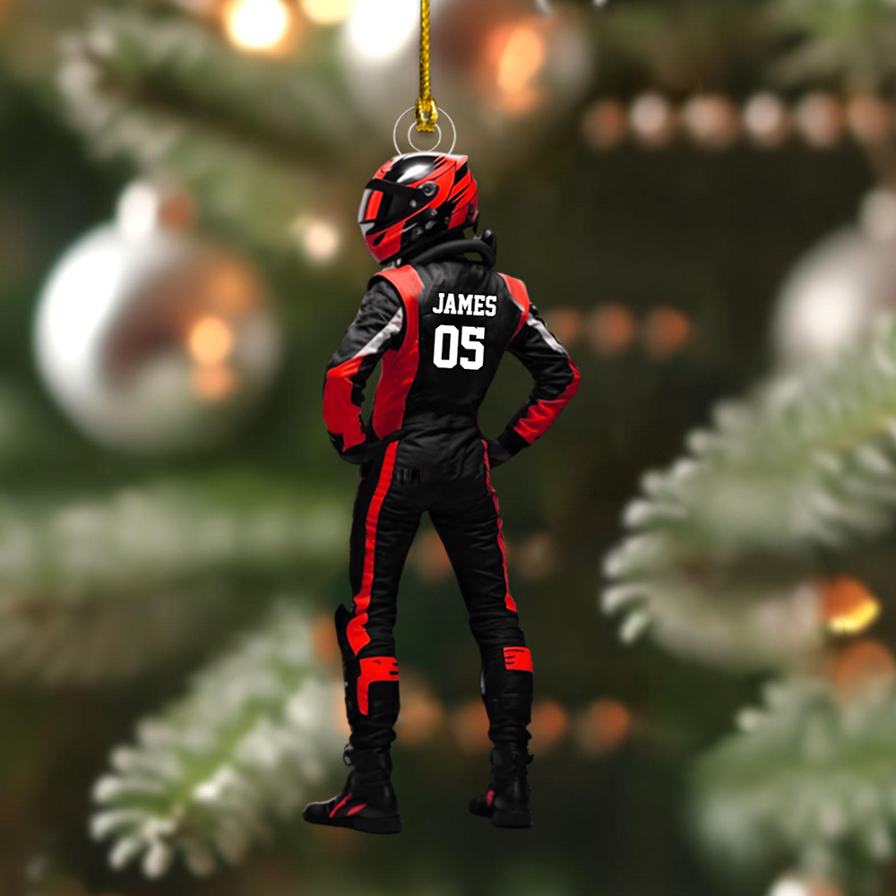 Personalized Racing Driver Ornament 2025 – Custom Name & Number Race Car Ornament, Perfect Gift for Motorsports Fans Ornament