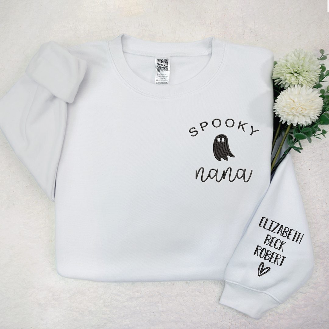 Spooky Nana With Kids Halloween Embroidered