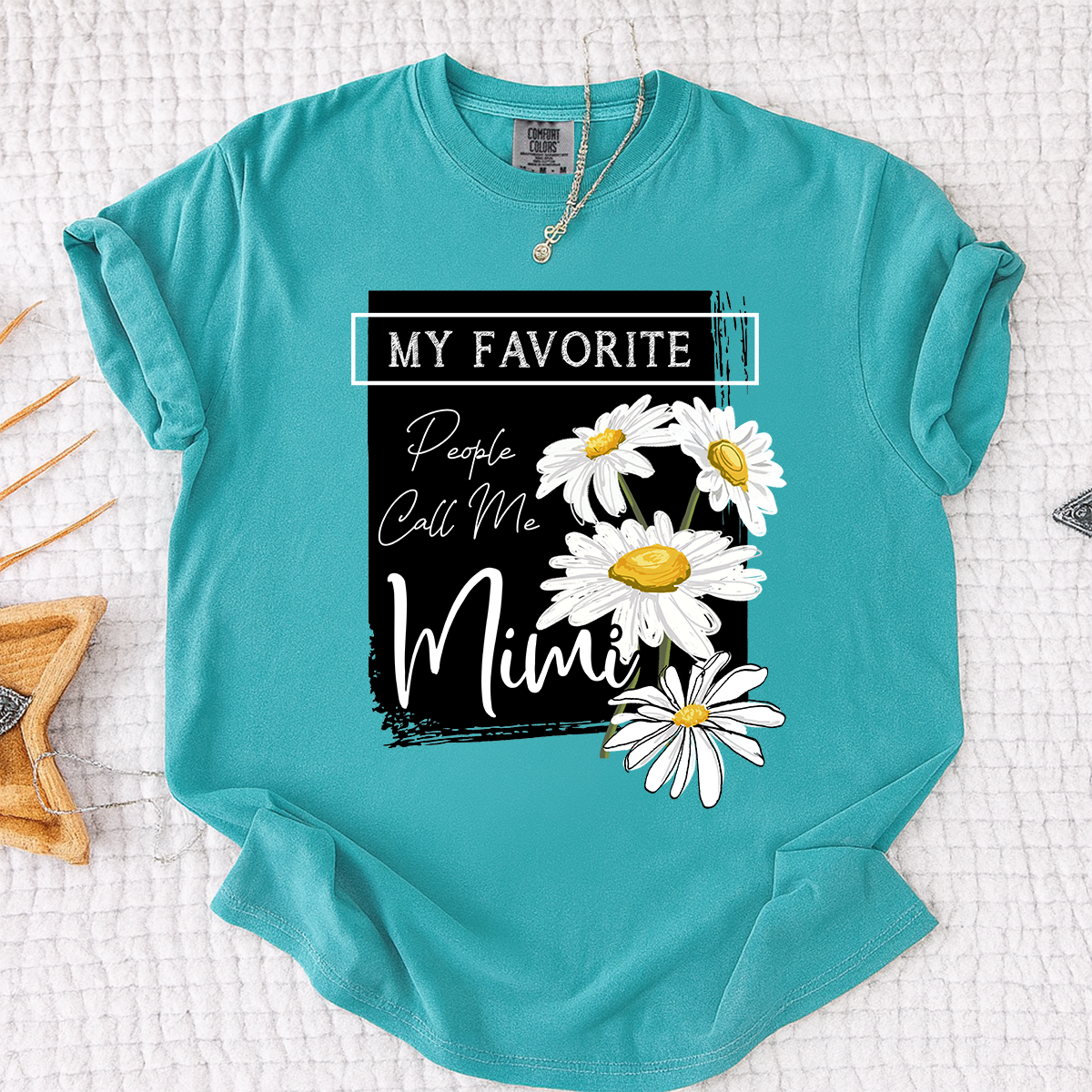 Comfort Colors® Personalized Mimi Shirt, My Favorite People Call Me Tee with Daisy Design, Custom Gift for Grandma
