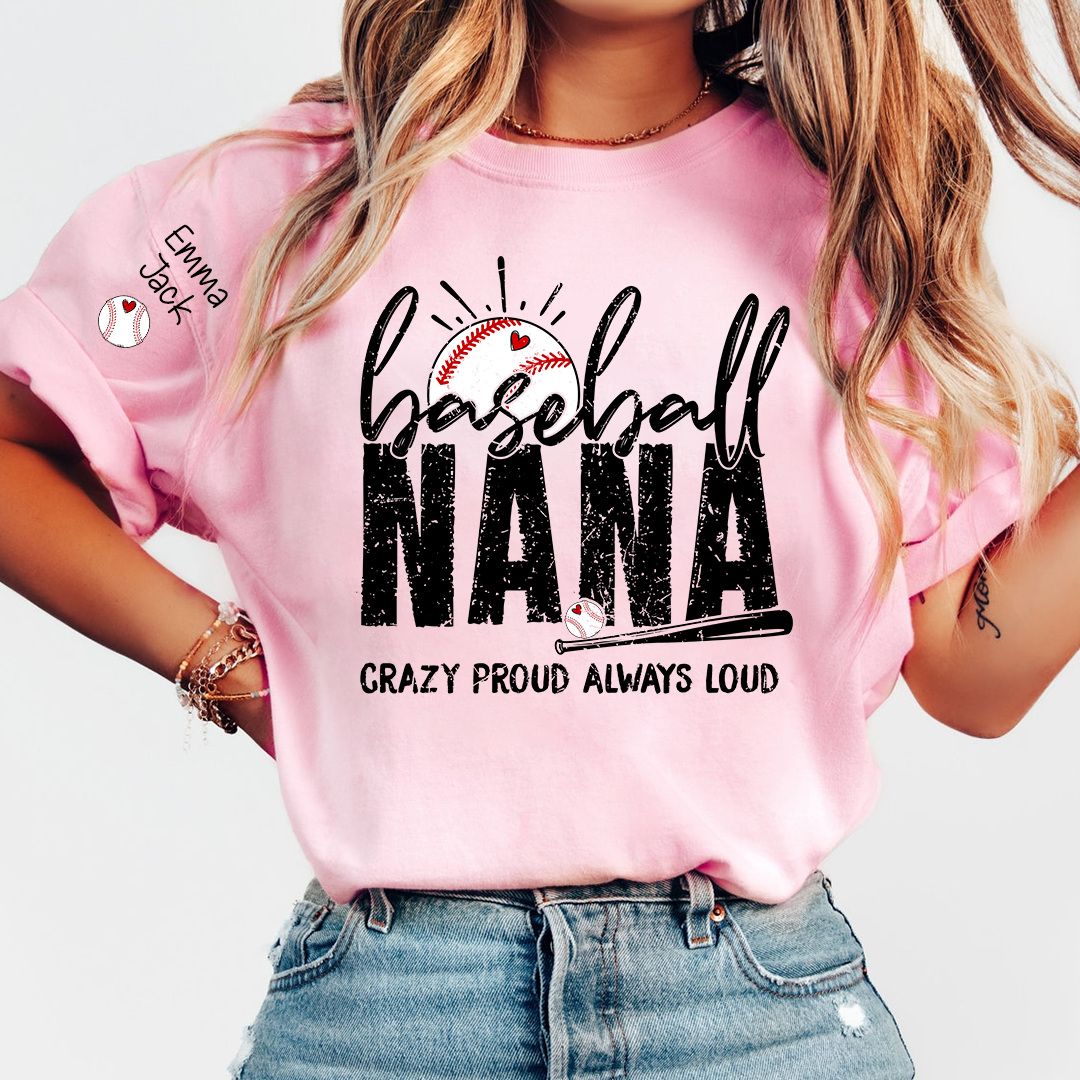 Custom Baseball Nana T-Shirt, Personalized Sports Grandma Tee for Game Day