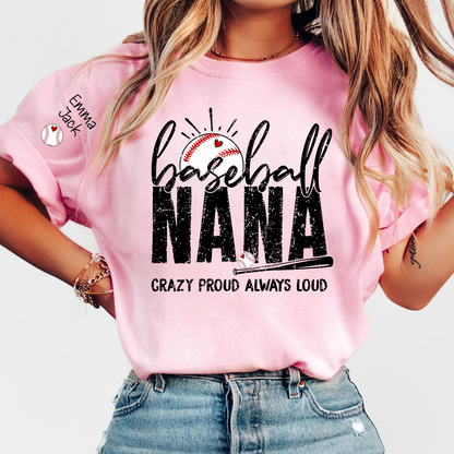 Custom Baseball Nana T-Shirt, Personalized Sports Grandma Tee for Game Day