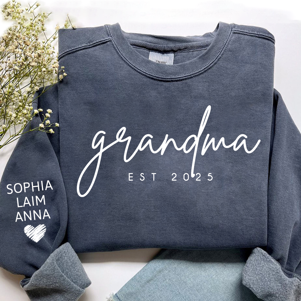 Personalized Grandma Est Sweatshirt, Gifts for Grandma, Custom Grandma and Grandchild Names