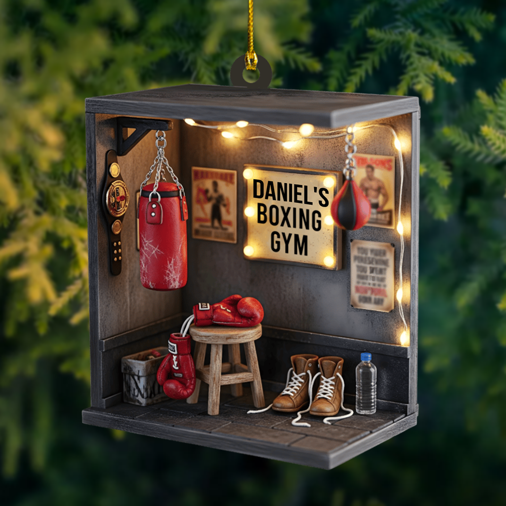 Personalized Boxing Gym Ornament 2025 – Custom Name Sports Christmas Decoration for Boxers and Fitness Lovers Ornament